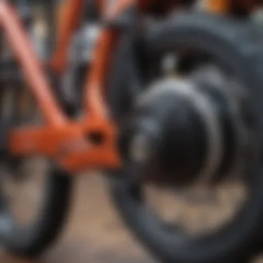 Close-up of advanced electric motor on a folding e-bike