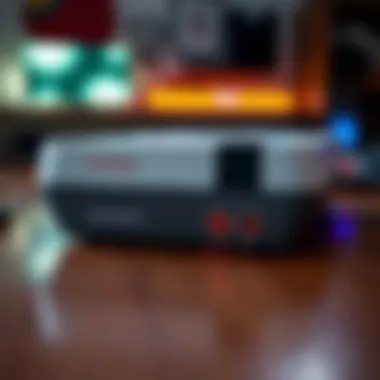A modern interpretation of the all-in-one Super Nintendo console showcasing its sleek design