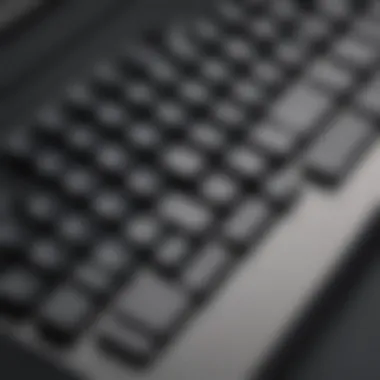 Close-up view of the advanced key mechanism of the Apple Magic Keyboard.