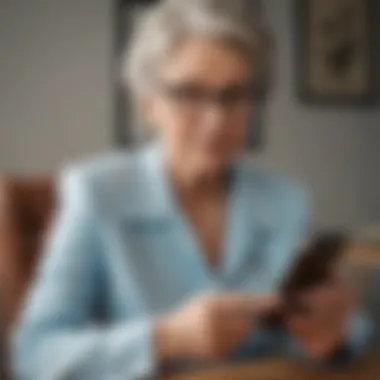 Elegant Senior Woman Using AT&T Phone Plan