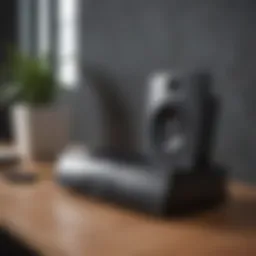 A sleek Bose SoundDock system with a Bluetooth adapter connected