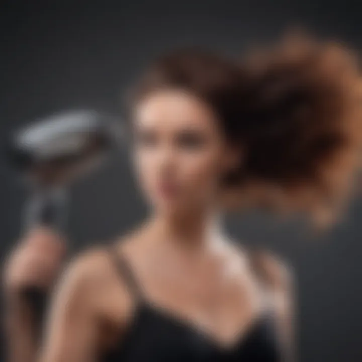 User demonstrating the performance of a cordless hair dryer