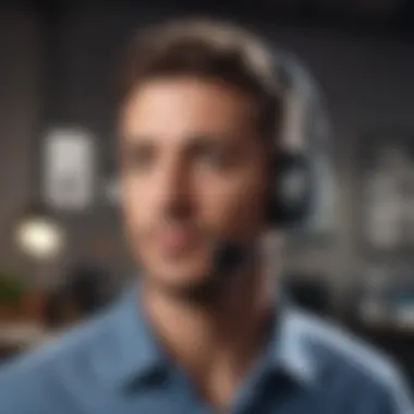 An illustration of a user enjoying crystal-clear audio while using a wireless headset during a Microsoft Teams call.