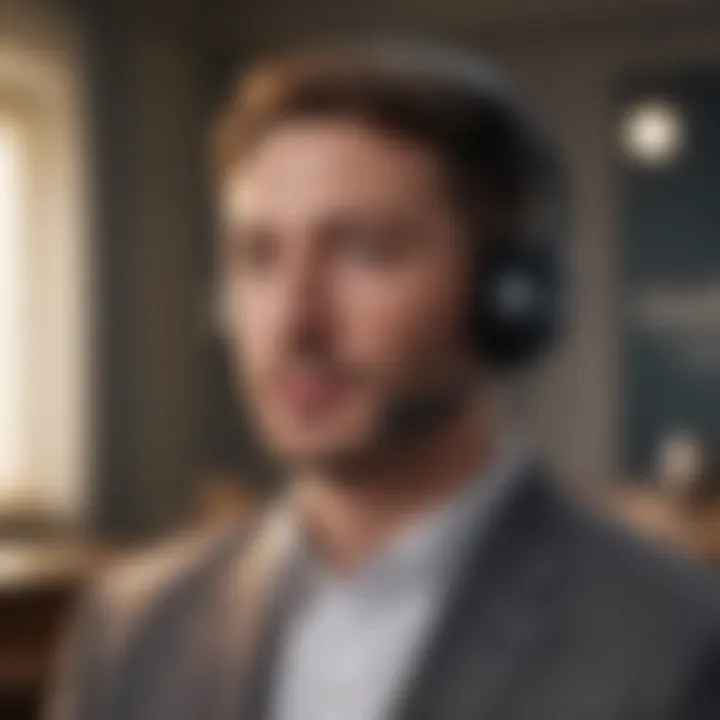 A sleek wireless headset designed for optimal comfort during extended meetings.