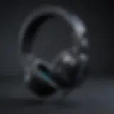 Close-up view of the black Razer headset showcasing its sleek design