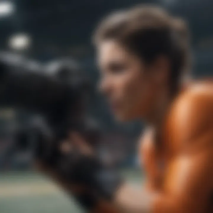 Canon SLR camera with zoom lens capturing fast-paced sports action