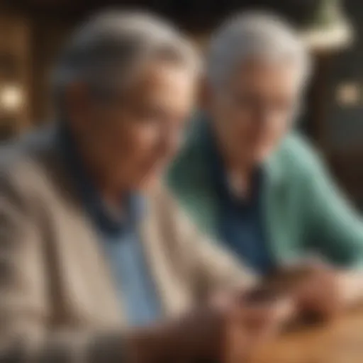 Elderly couple discussing mobile plans