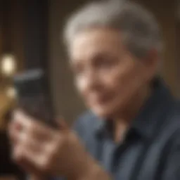 Elderly person using a smartphone with ease