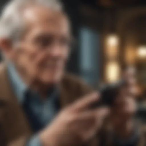 Elderly person using smartphone