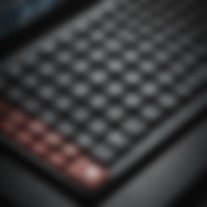 Close-up of the keyboard and touchpad of the HP New Envy Laptop highlighting its usability