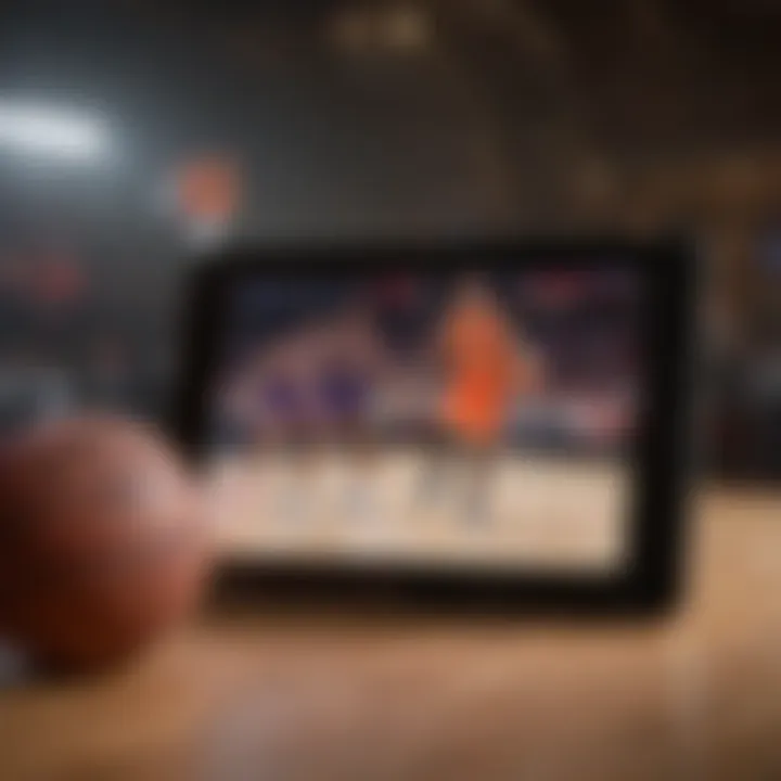 Basketball game live streaming on a tablet