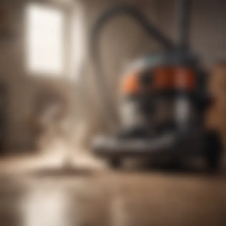 HEPA vacuum cleaner capturing dust particles