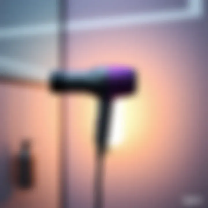 Sleek design of the Dyson hair dryer showcasing its modern aesthetics