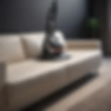 Elegant vacuum cleaner on a sleek couch