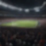 Soccer Stadium filled with fans cheering during an English Premier League match