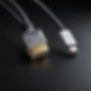 Close-up of high-speed data transfer cable for MacBook Pro