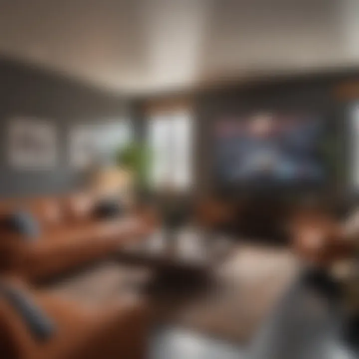 Interior surveillance camera monitoring a living room