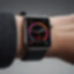 Close-up of Apple Watch showcasing health tracking features