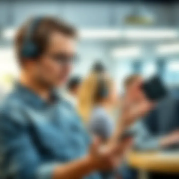 Consumer Evaluation of Power Banks User reviewing power bank options with a digital device at hand