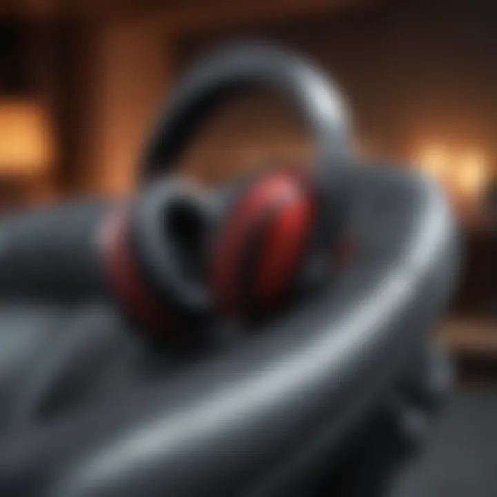 Close-up of headset cushions for comfort