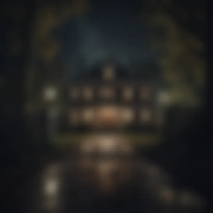 Mysterious haunted house in the dark