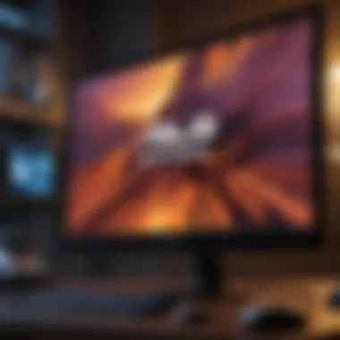 A close-up view of an ASUS gaming monitor showcasing vibrant gaming graphics.