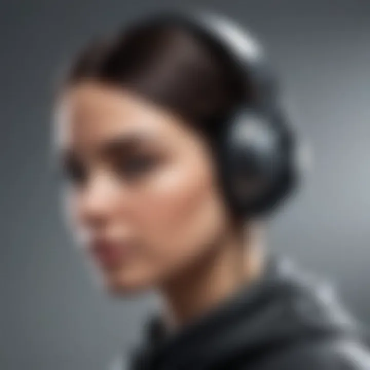 Illustration of futuristic headphones symbolizing enhanced listening features