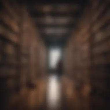 Illustration of a person immersed in a vast library of audiobooks