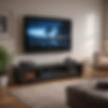 Enhanced Media Experience in Home Setup A cozy living room setup featuring a Blu-ray player and streaming capabilities.