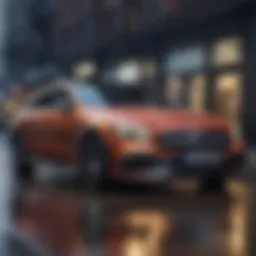 Mercedes vehicle showcasing color-changing technology in an urban setting