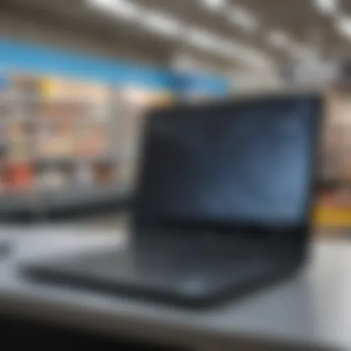 Modern sleek laptop in Walmart store