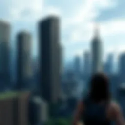 A stunning landscape of Midgar showcasing the towering skyscrapers and lush environments.