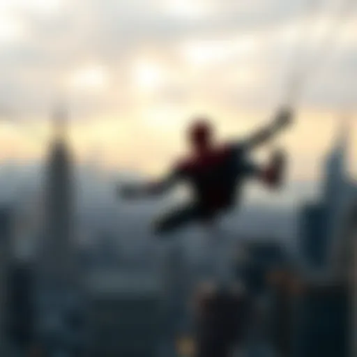 Dynamic Swinging Mechanics Spider-Man swinging through the city skyline