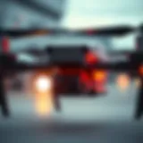 A detailed view of a drone showcasing its advanced battery technology
