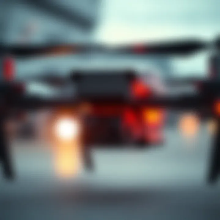 Advanced Battery Technology in Drones A detailed view of a drone showcasing its advanced battery technology
