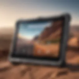 Close-up view of a rugged Chromebook tablet displaying its durable build