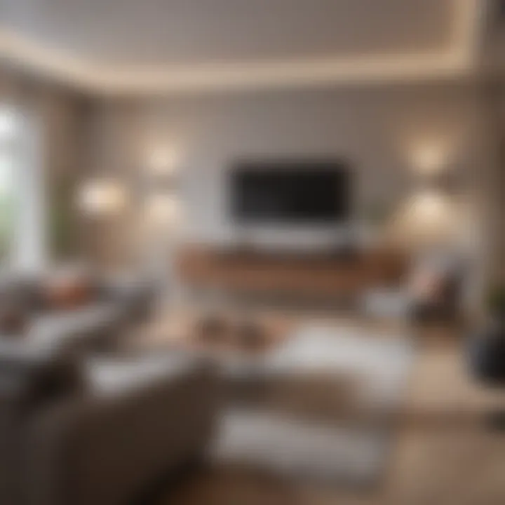 A modern living room equipped with smart devices