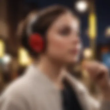 A person enjoying music with Beats earbuds in a vibrant setting.