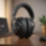 Elegant noise-cancelling headphones on a desk