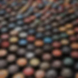 A variety of Keurig coffee pods displayed in an organized manner, highlighting different brands.