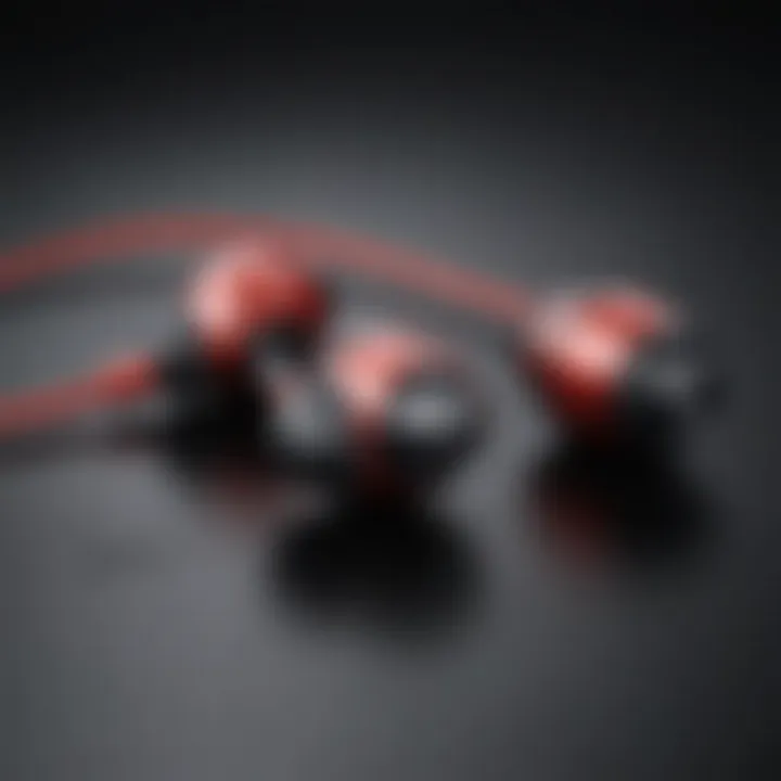 Close-up of wired earbuds highlighting sound quality features