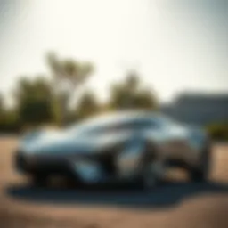 A futuristic solar car parked under sunlight