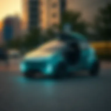 A conceptual image of urban mobility featuring the solar car