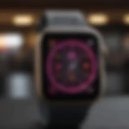 Close-up of a smartwatch displaying the Planet Fitness app interface.