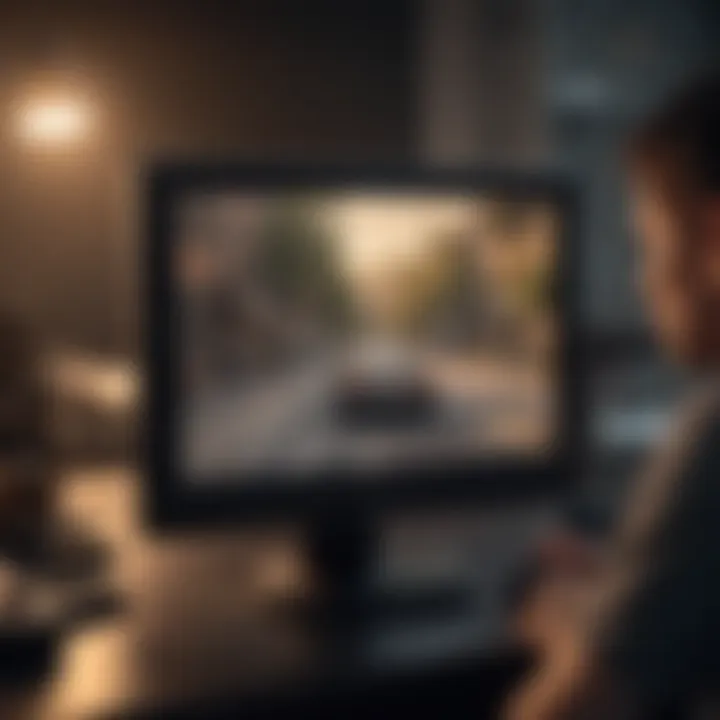 A gamer showcasing recorded gameplay footage on a monitor