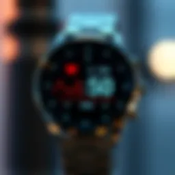 A close-up of a smartwatch displaying heart rate metrics