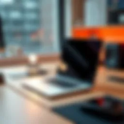 A sleek modern laptop on a professional desk setup