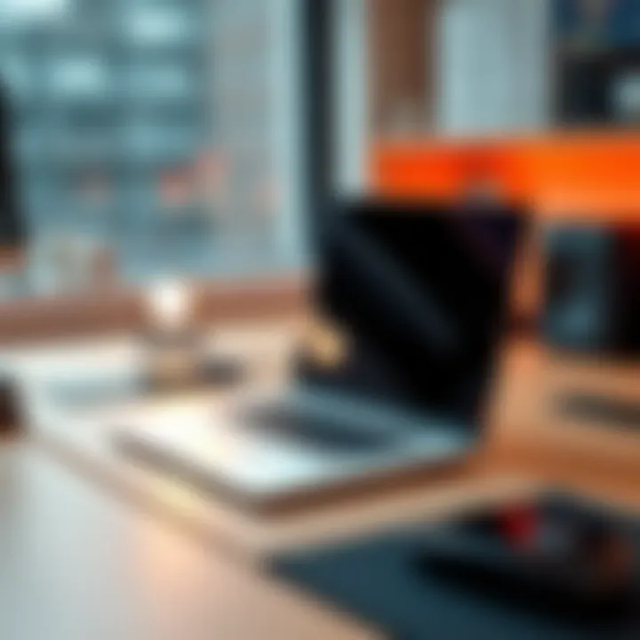 A sleek modern laptop on a professional desk setup