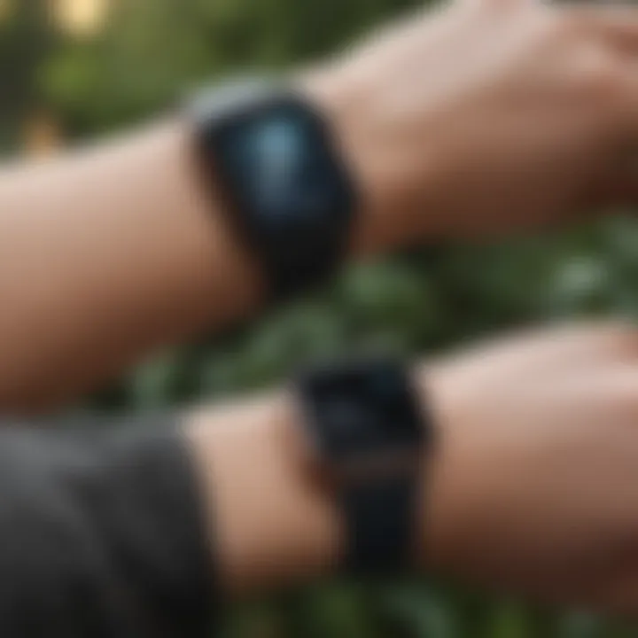 A sleek design comparison between Fitbit and Apple Watch 3, showcasing their unique aesthetics.