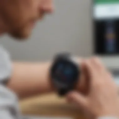 User interacting with the Galaxy Watch 4 Classic's health monitoring feature